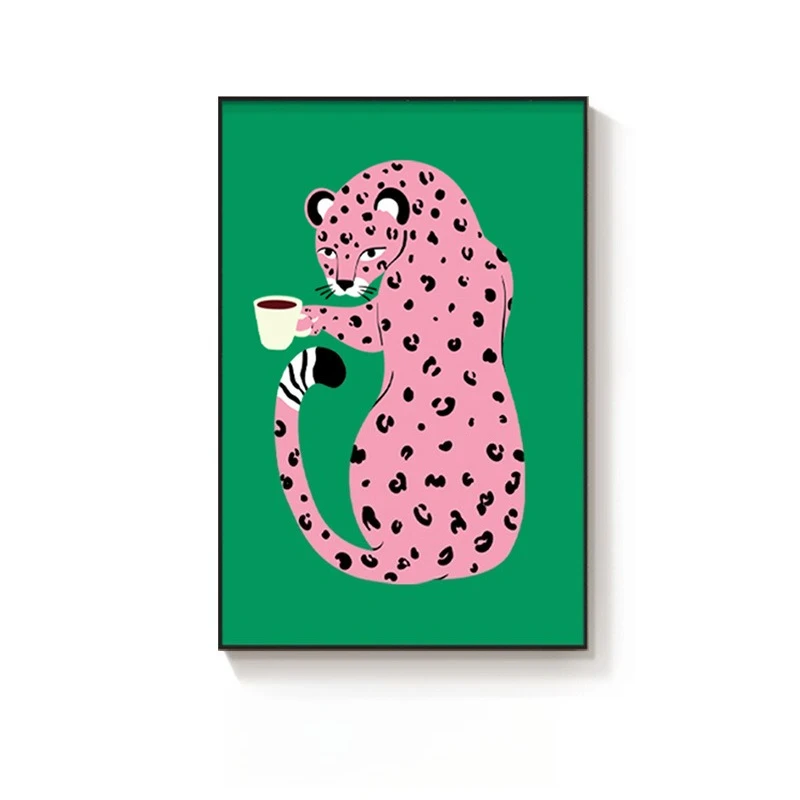 

Подвесные картины с рисунком розового леопарда, нишевые картины маятника для спальни, допамина, настольного компьютера