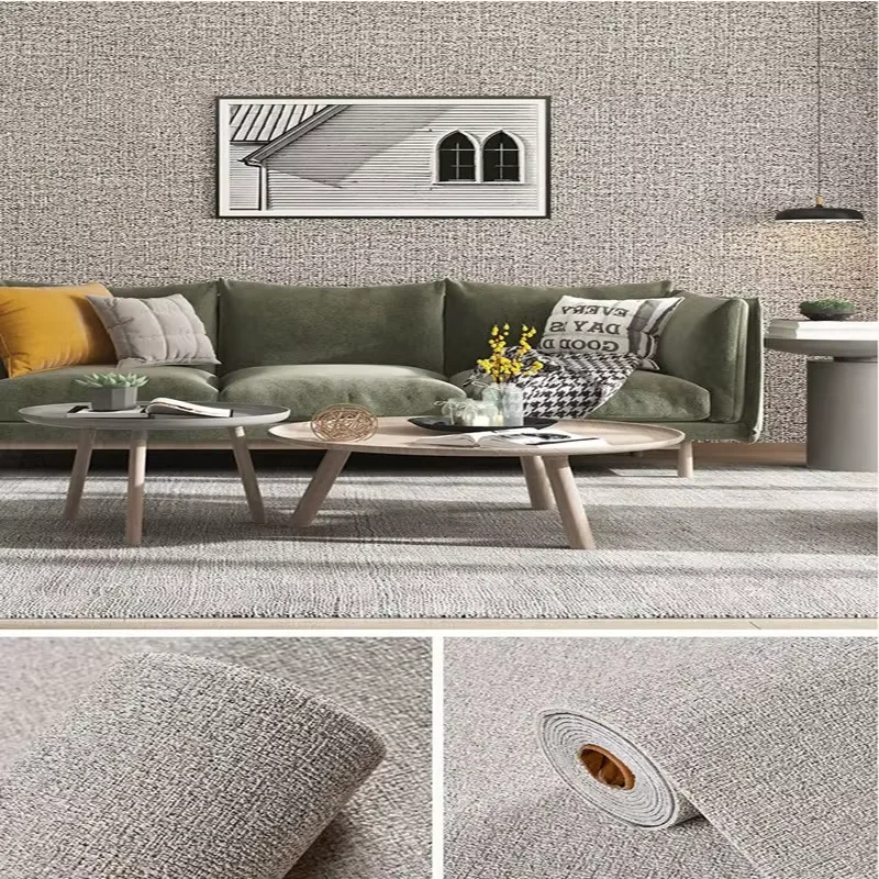 50cmX2.8/10m Linnen 3D Schuim zelfklevend PVC Effen Kleur Verdikte Waterdichte Achtergrond Muur Renovatie behang Muurstickers