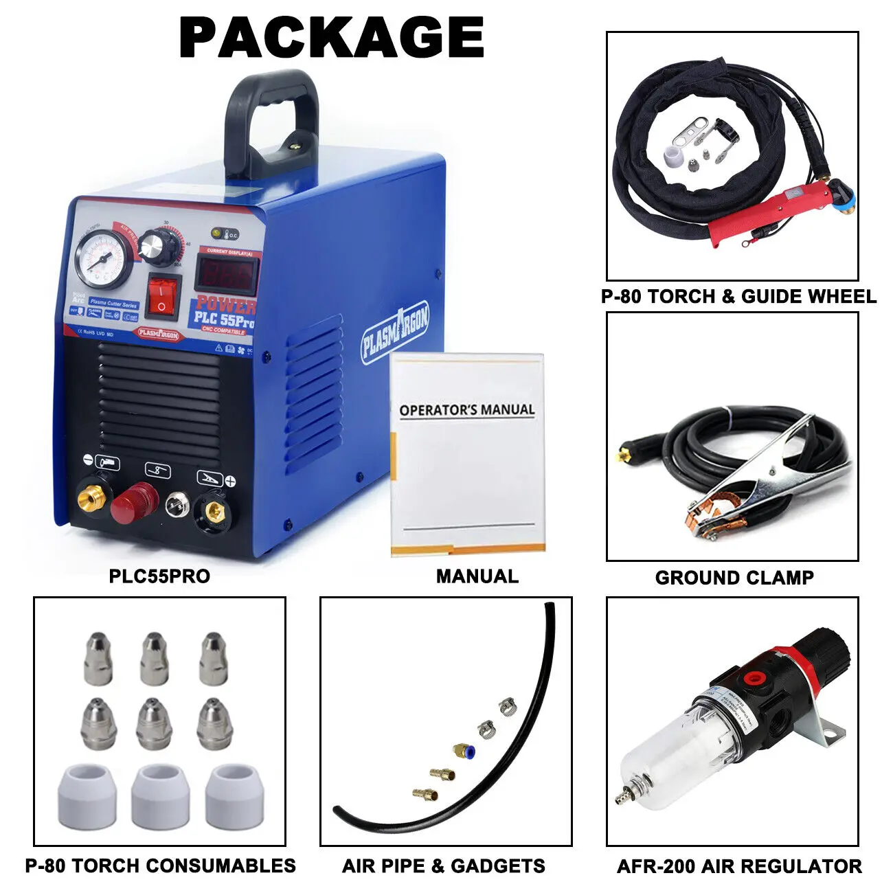 CUT55P Pilot Arc Plasma Cutter Air CNC Cutting 14mm Metal 220V or 110/220V+/-15% IGBT Inverter Plasma Cutting Machine