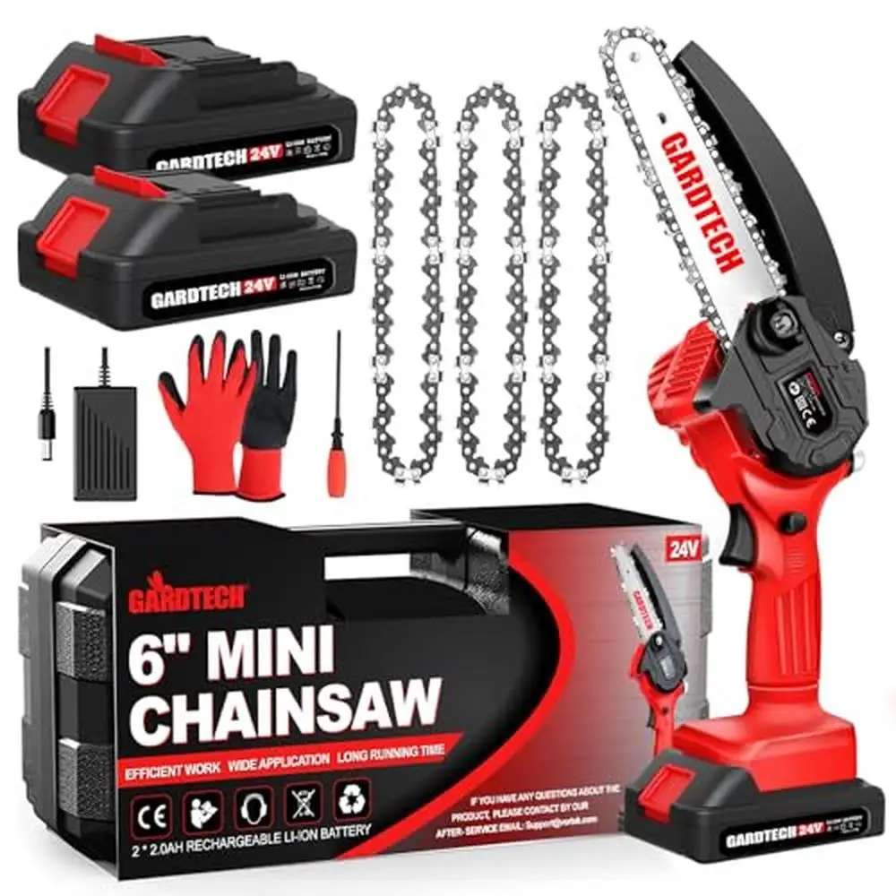 Portable Electric Mini Chainsaw Saw 6 Inch Cordless Chain Handheld Upgraded 2023 4 Chains 2 Batteries Gift Package Hincluded