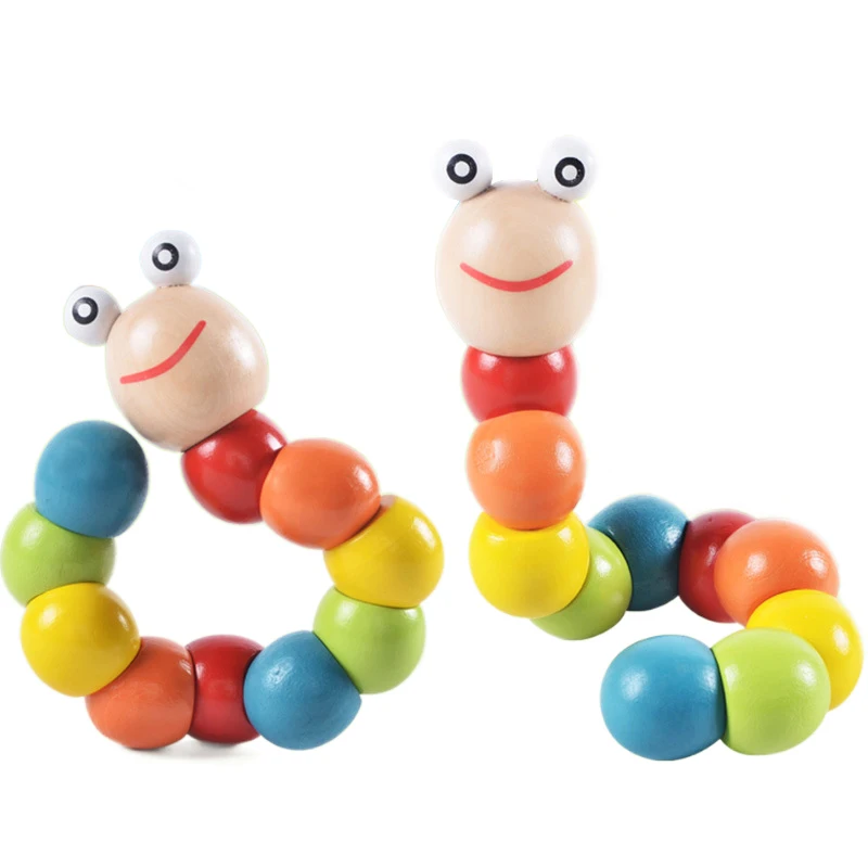 1pc Caterpillar in legno Burattino Bambini Montessori Giocattoli Adorabile Colore brillante Educazione precoce Giocattolo di apprendimento per la ragazza del ragazzo Regalo TMZ