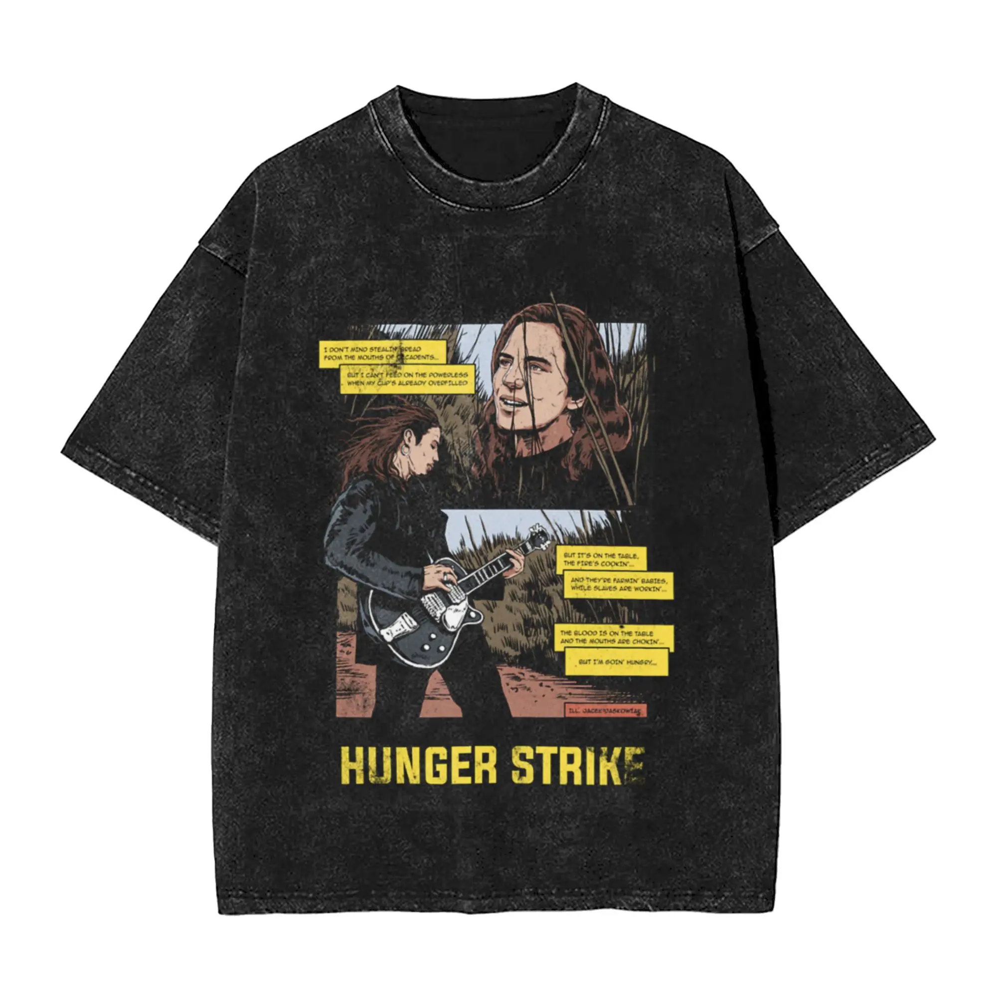 Hunger Strike  91 Classic Trendy A T-Shirt Oversized Short Sleeve Men's Women's Cotton Tees Tops