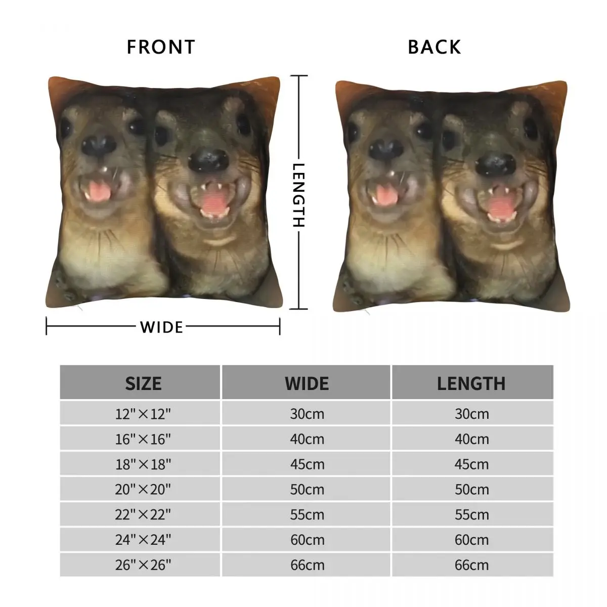 Rock Hyrax Funny Meme Square Pillowcase Pillow Cover Cushion Zip Decorative Comfort Throw Pillow for Home Car