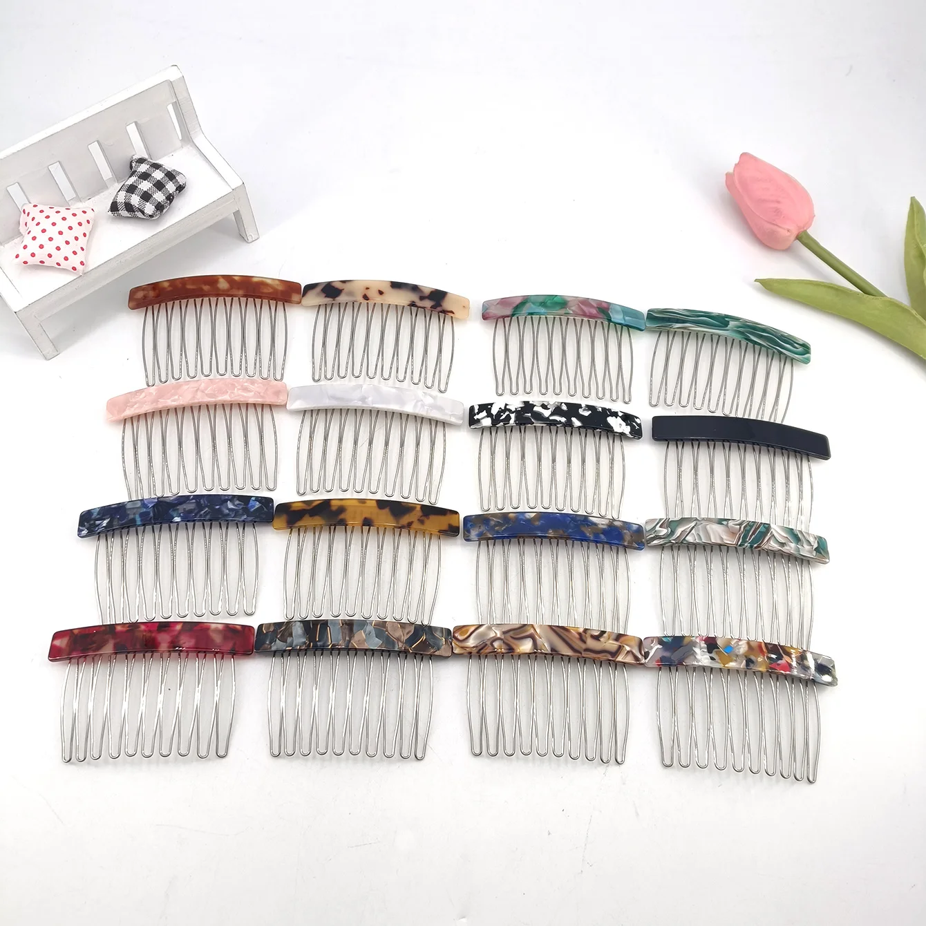 1/2 Stück Mittelgroßer 10-Zahn-Haarkamm-Clip für Damen, Haarstyling-Haarnadeln, Kopfschmuck, Schmuck, Pony- und Haarsträhnen-Kamm-Clip, Geschenke