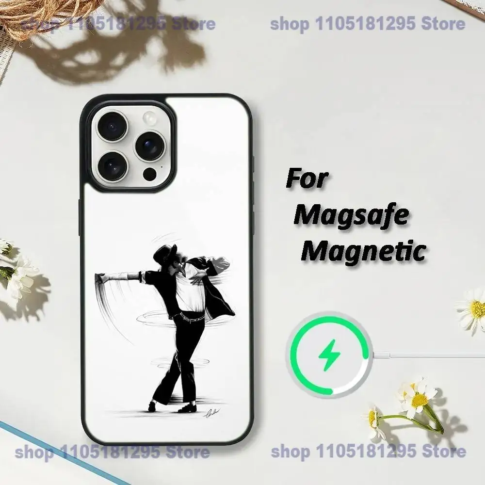 Casing Ponsel Singer M-Michael J-Jackson Untuk iPhone 17,16,15,14,13,12,11,Plus,Pro,Max,Mini Magsafe Pengisian Daya Nirkabel Magnetik