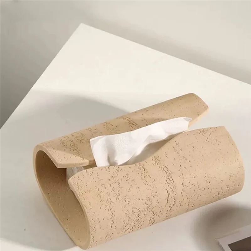 

【Best Selling】Vintage Cave Stone Tissue Box Resin Coffee Table Napkin Paoper Organizer For Bedroom Living Room