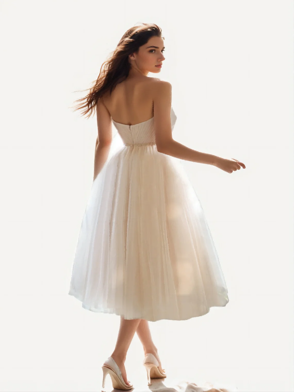 เซ็กซี่โมเดิร์น A-Line ชุดแต่งงานชายหาดที่ไม่มีสายหนังแขนกุด Tulle Sashes ชาความยาวสบายๆชุดเจ้าสาวสีขาว 2025 ฟรีที่กําหนดเอง