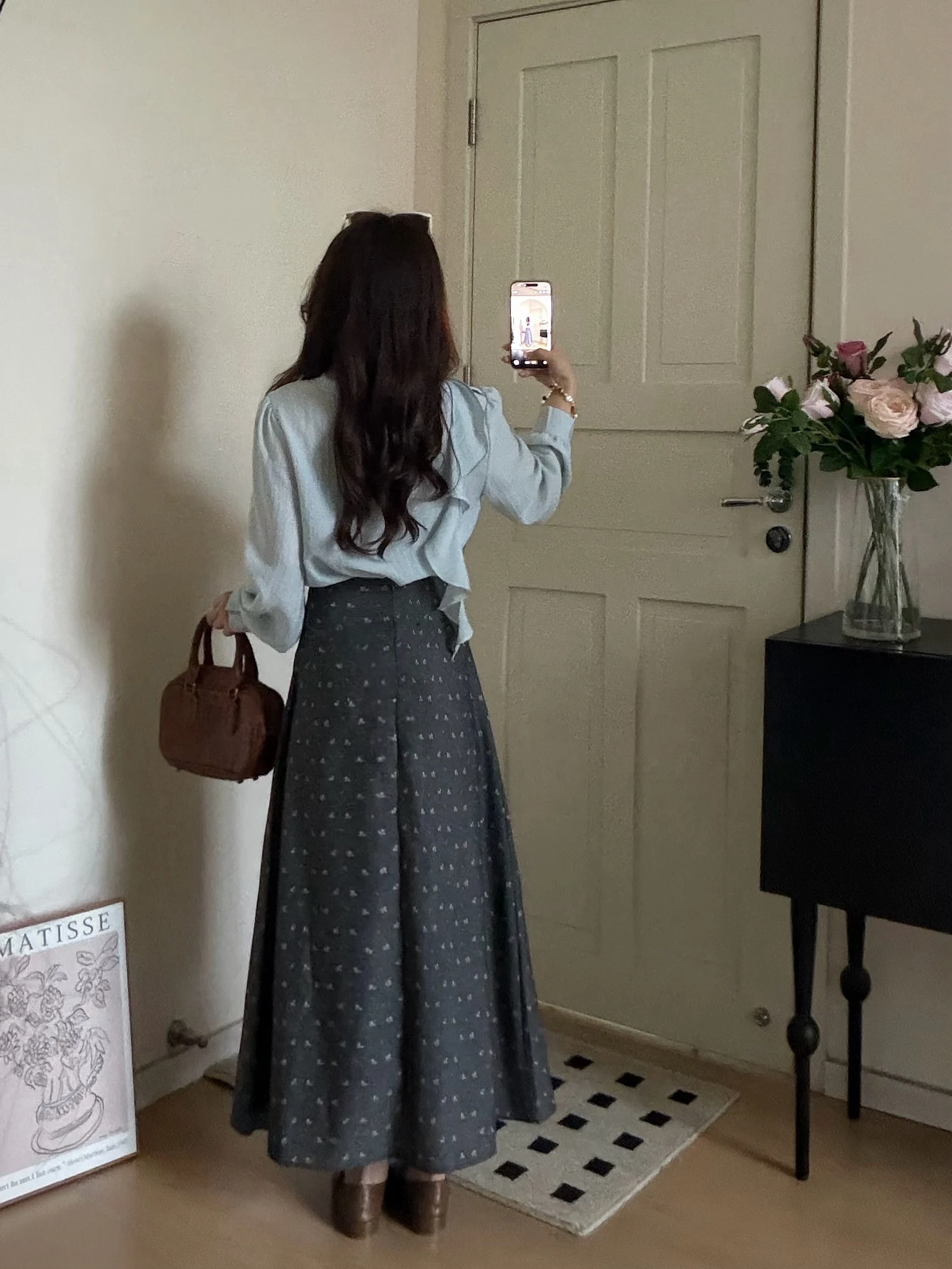 

Нежная винтажная рубашка в корейском стиле с поясом, с узором лотоса, дышащая, приятная к телу, с длинным рукавом, женская