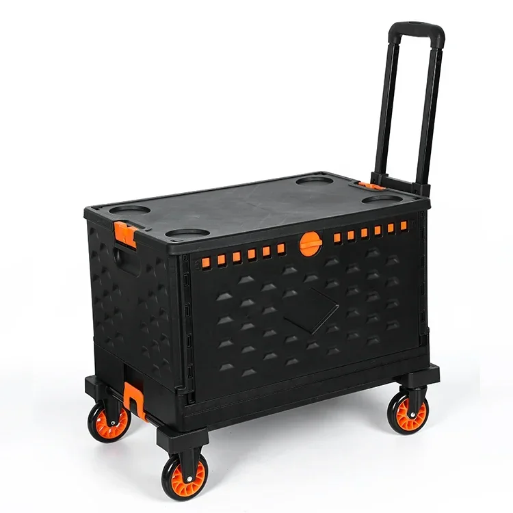 Box Folding Shopping  Supermarket Shopping Trolley Wholesale Detachable Large Capacity Plastic on Packing Tianyu 200 Pcs