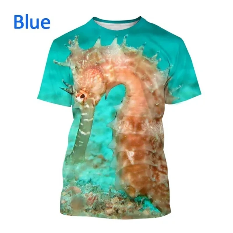 

New Fashion Hot Sale Hippocampus 3d Printed Men's T-shirt Casual Personality Harajuku Style Streetwear Short-Sleeved Top T Shirt