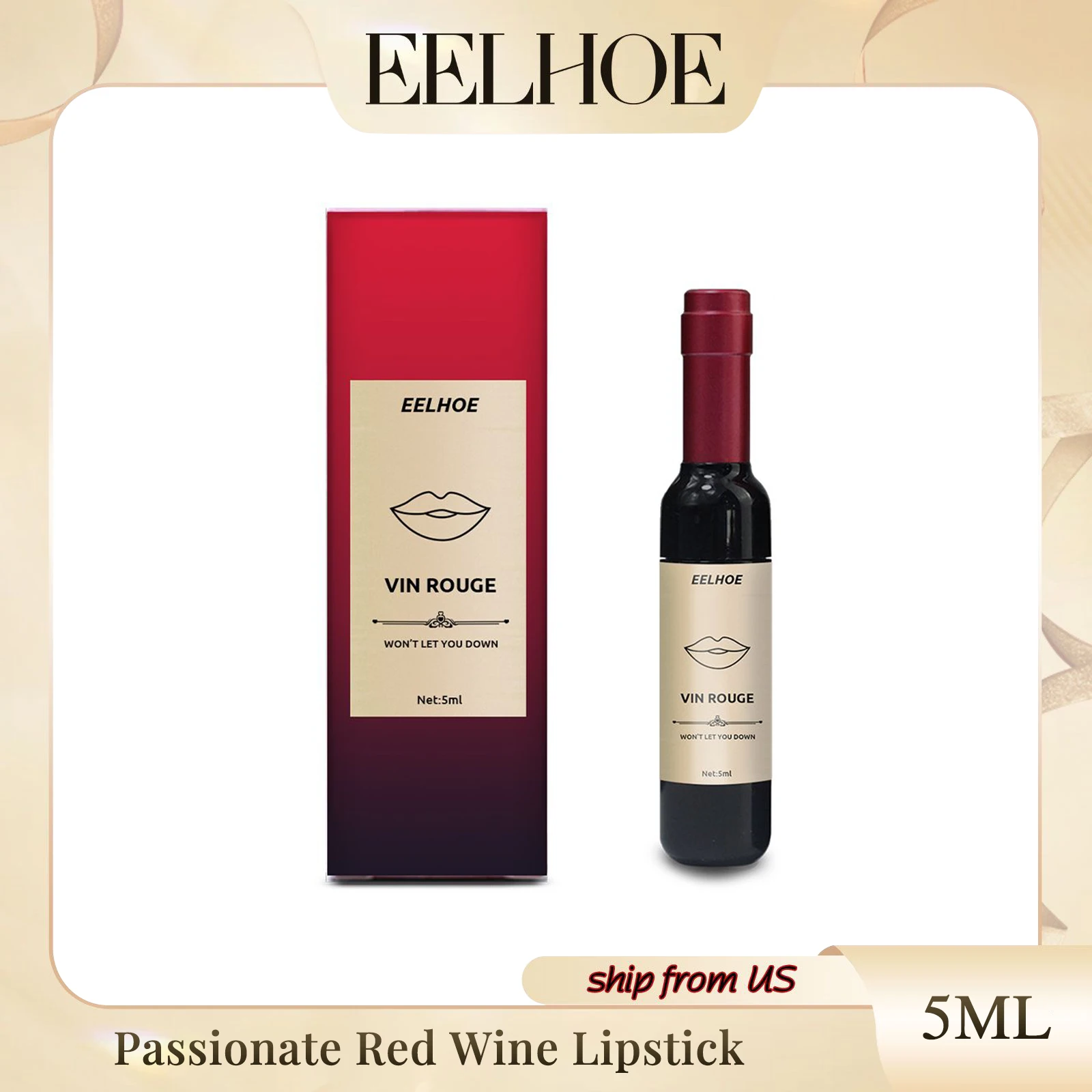 Passionate Red Wine Lipstick Moisturizing Non-stick Cup Non-lip Line Red Wine Bottle Creative Portable Waterproof Lip Glaze