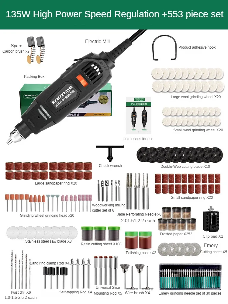 Mini perceuse électrique 220V, graveur, machine à propositions électriques pour outils éloignés, mini outil avec accessoires d'outils électriques