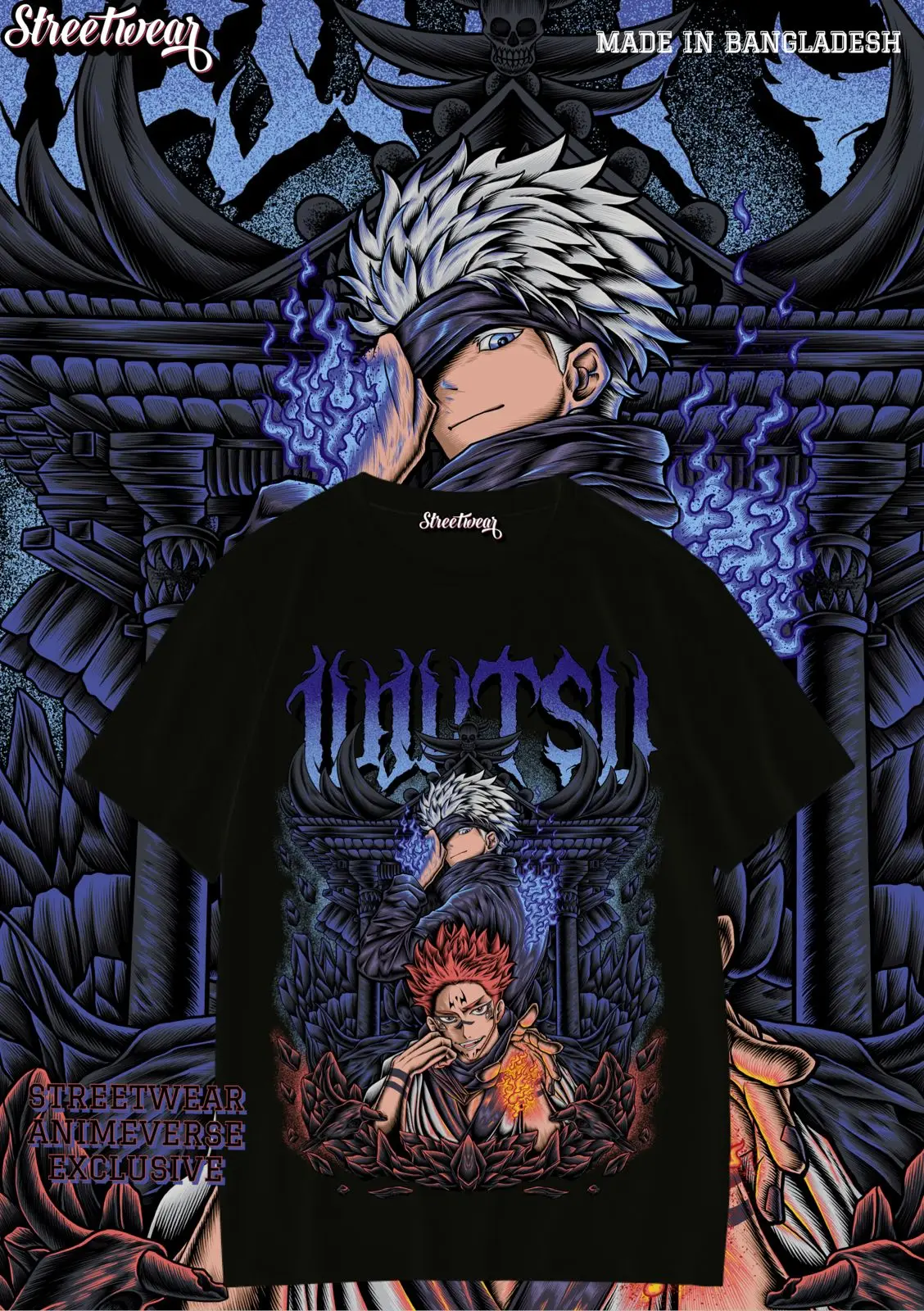 Jujustn Kaisen-Camiseta gráfica para mujer, ropa de calle de gran tamaño Y2k de algodón pesado, ropa de calle de alta calidad, ropa Harajuku para hombre y mujer