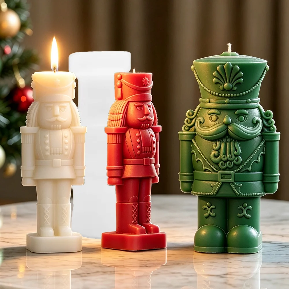 Nutcracker Soldier Silicone Candle Mold Christmas Fat Soldier Shape Plaster Clay Tools Christmas Gifts for Friends and Family