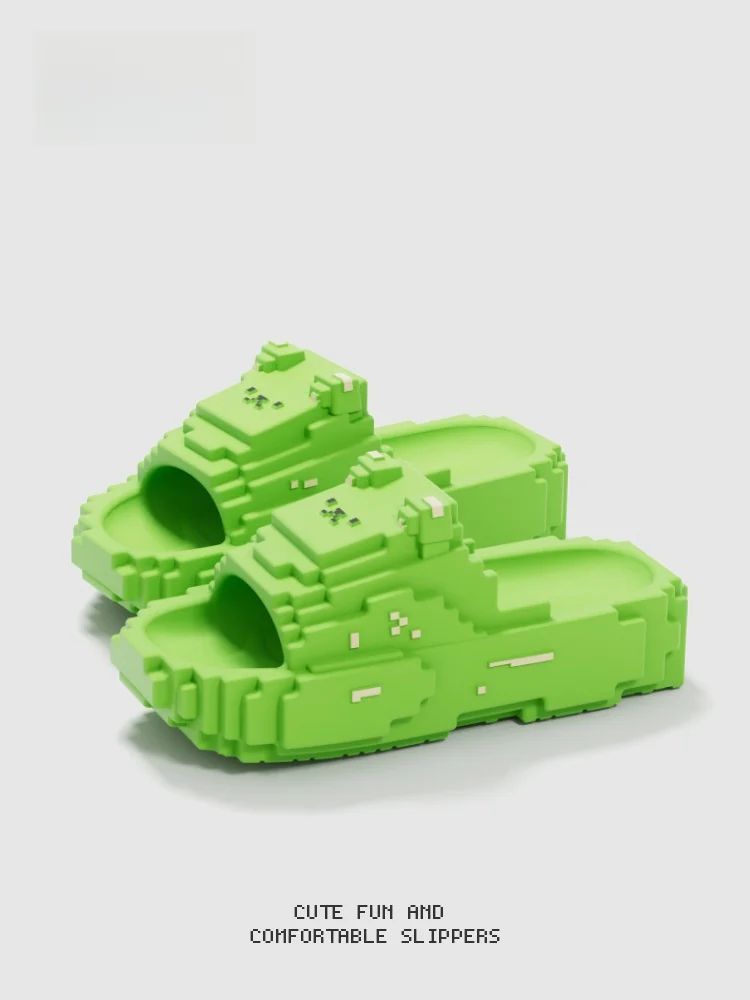 

Пиксельные тапочки Thi Bot, летние домашние противоскользящие тапочки с батомой для пар, уличные крутые тапочки с ощущением шага медведя