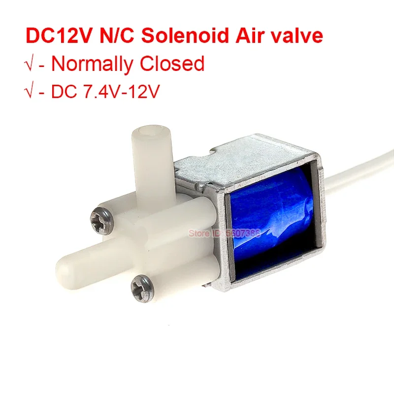 N/C DC12V Normally Closed Miniature Electromagnetic Solenoid Air Valve DC Small Electric Exhaust Valve 2 Position 2-way Valve