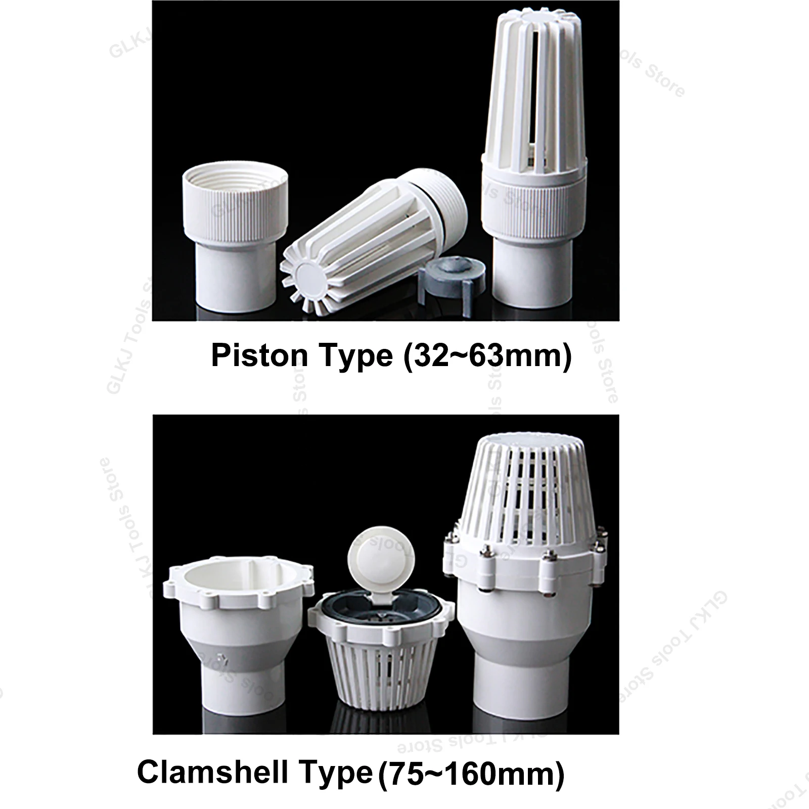 Válvula de retención de PVC, bomba de válvula inferior, filtro de agua para acuario, adaptador de tubería de PVC, 1 unidad, I.D 32 40 50 63mm