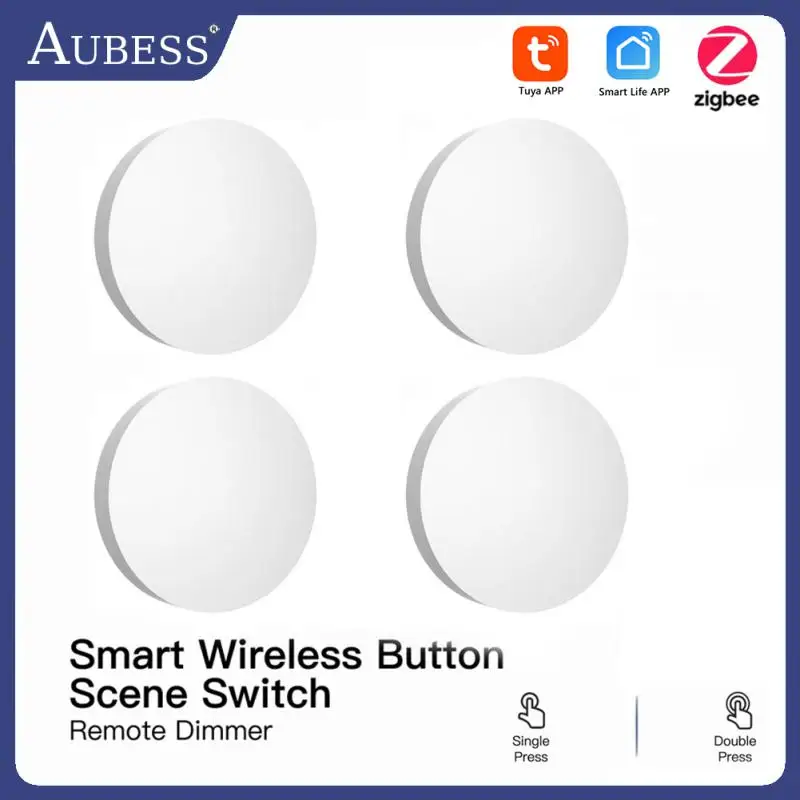 Tuya ZigBee3.0 Smart Push Button Scene Switch Wireless Remote Control On Off Key Controller Multi-scene Linkage Smart Switches