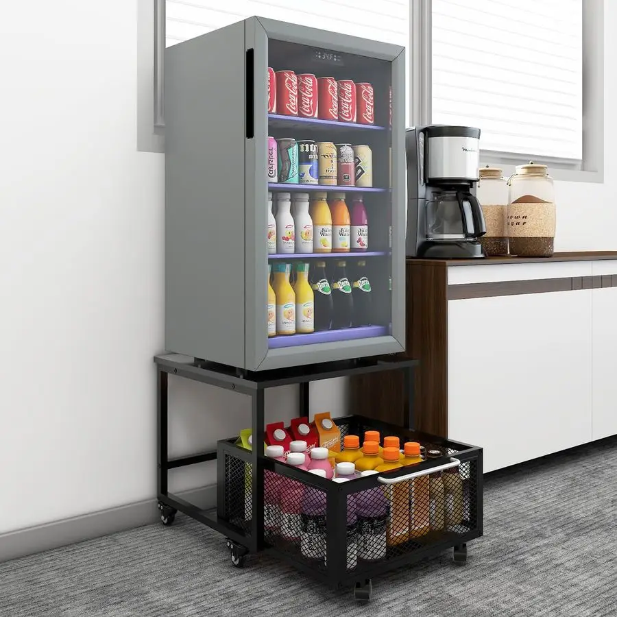 

19.7x19.7in Fridge Stand with Storage Mobile Beverage Refrigerator Stand for Coffee Bar Dorm Fridge Cart for Compact Refrigerat