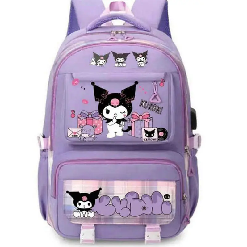 MINISO Kuromi Mochila Large capacity Waterproof Backpack for School Kawaii Anime cosplay bag Travel Bag School Student girl Gift