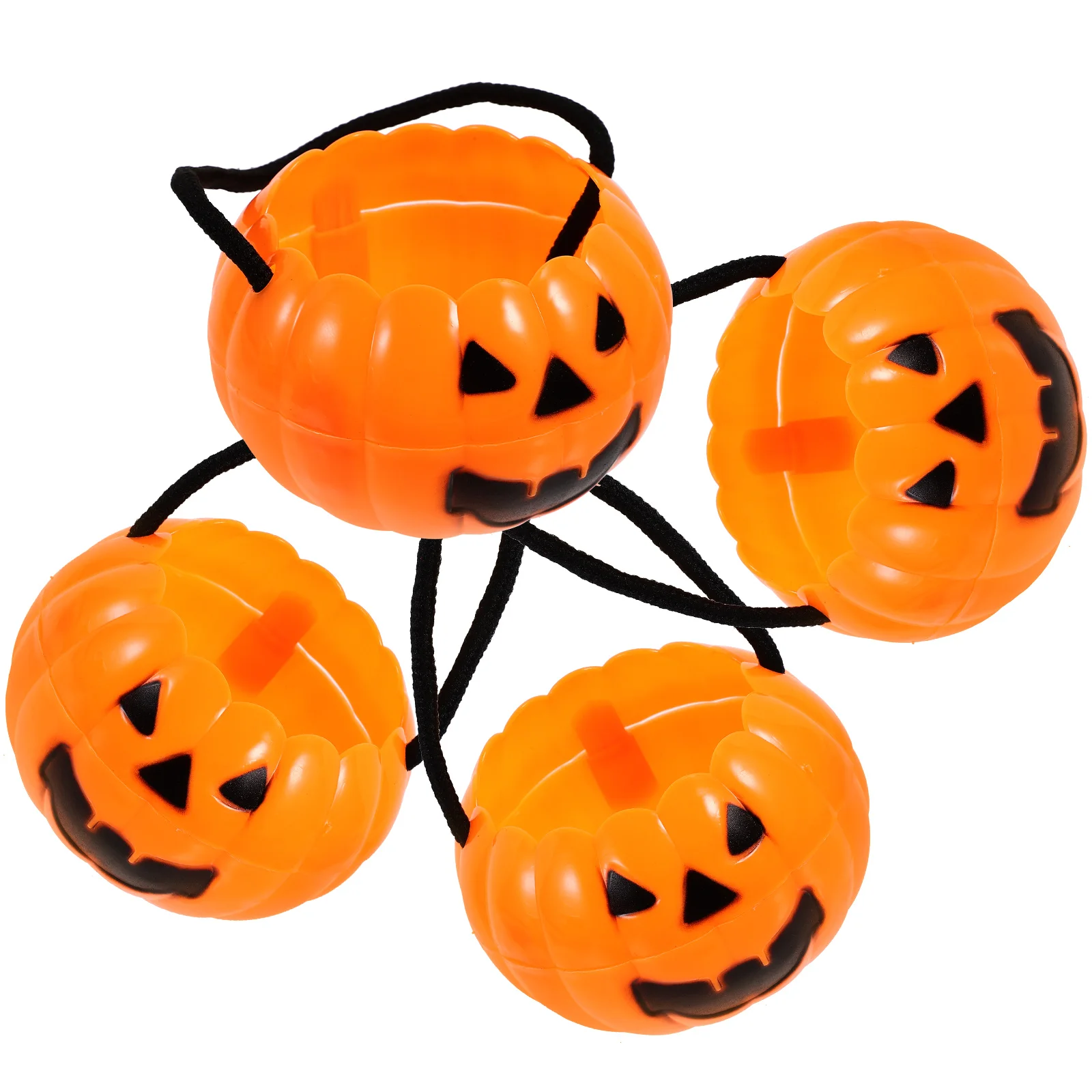 4 Pcs Detachable Pumpkin Bucket Halloween Supplies Candy Small Props Bulk Treat Trick Pots Girl Party Favor Buckets for Kids