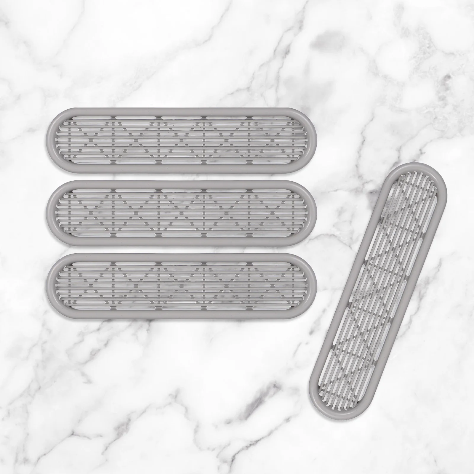 4 szt. Plastikowe kratki wentylacyjne do szafy, szafki na buty, elegancki design, efektywna cyrkulacja powietrza, ochrona przed wilgocią, długie