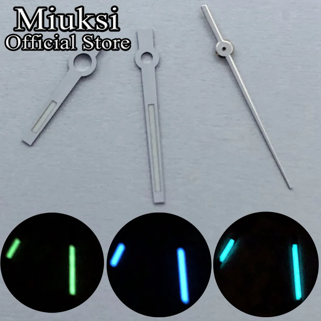 Miuksi silver watch hands blue green luminous hands fit NH35 NH36 ETA 2824 2836 Miyota 8205 8215 821A Mingzhu 2813 3804 movement