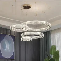 French Crystal E14 Chandelier Living Room White Glass