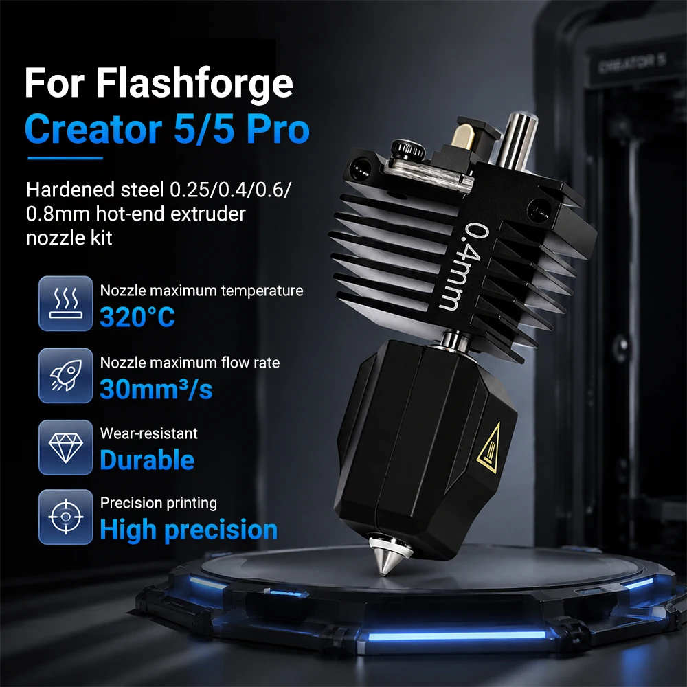 Kit Hotend 0,25/0,4/0,6/0,8 mm pour Flashforge Creator 5/Creator 5 Pro, ensemble de buses C5/C5 Pro, extrudeur Hotend, pièces d'imprimante 3D