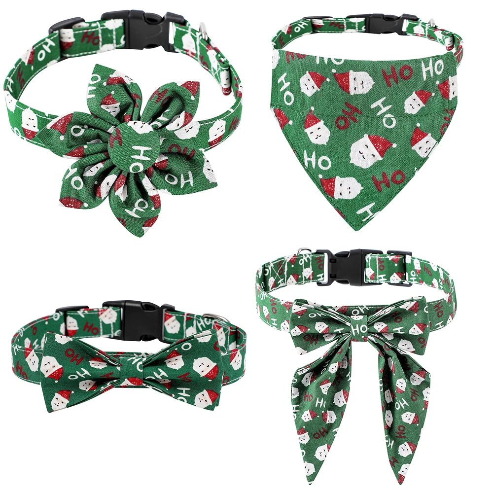 

Christmas Dog Collars Red Green Bow Adjustable Sunflower Cotton Red Dog Collar Pet Supplies Dog Accessories for Small Large Dogs