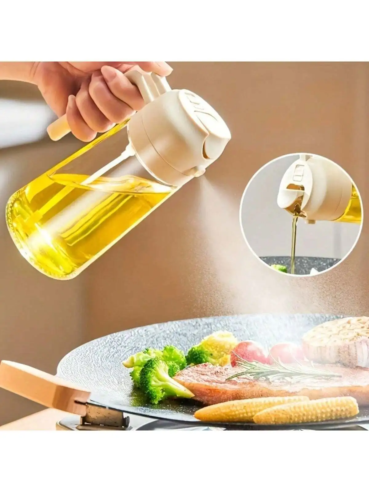 1PC Black Plastic Modern Clear Oil Sprayer 470ML , Oil Spray Bottle For Kitchen, For Camping Barbecue, Salad, Roasting, Cooking,