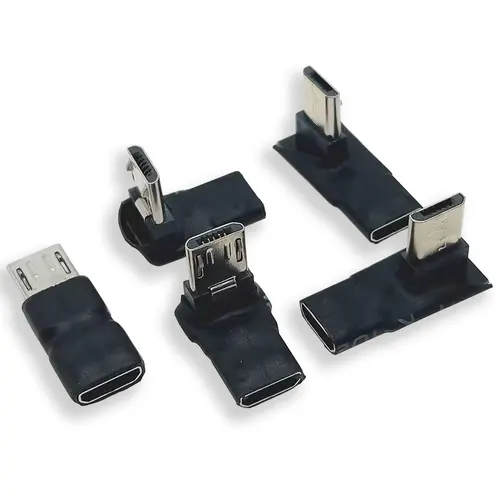 1/3/5 Uds cuerpo ultracorto USB de 90 grados en ángulo izquierdo y hacia arriba y hacia abajo Micro 5 pines hembra a Micro USB adaptador de datos macho