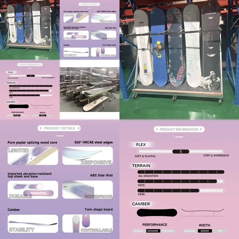 Poplar Wood Core Professional Snowboards Manufacturer Skiing Ski Snowboard Man Women OEM ODM Custom Sandwich