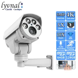 H.265 Sonyimx415 UHD 4K 8MP bezprzewodowa kamera bezpieczeństwa IP Wifi 5X Zoom automatyczne ustawianie ostrości Audio 5MP Bullet PTZ POE 48V IR noktowizor