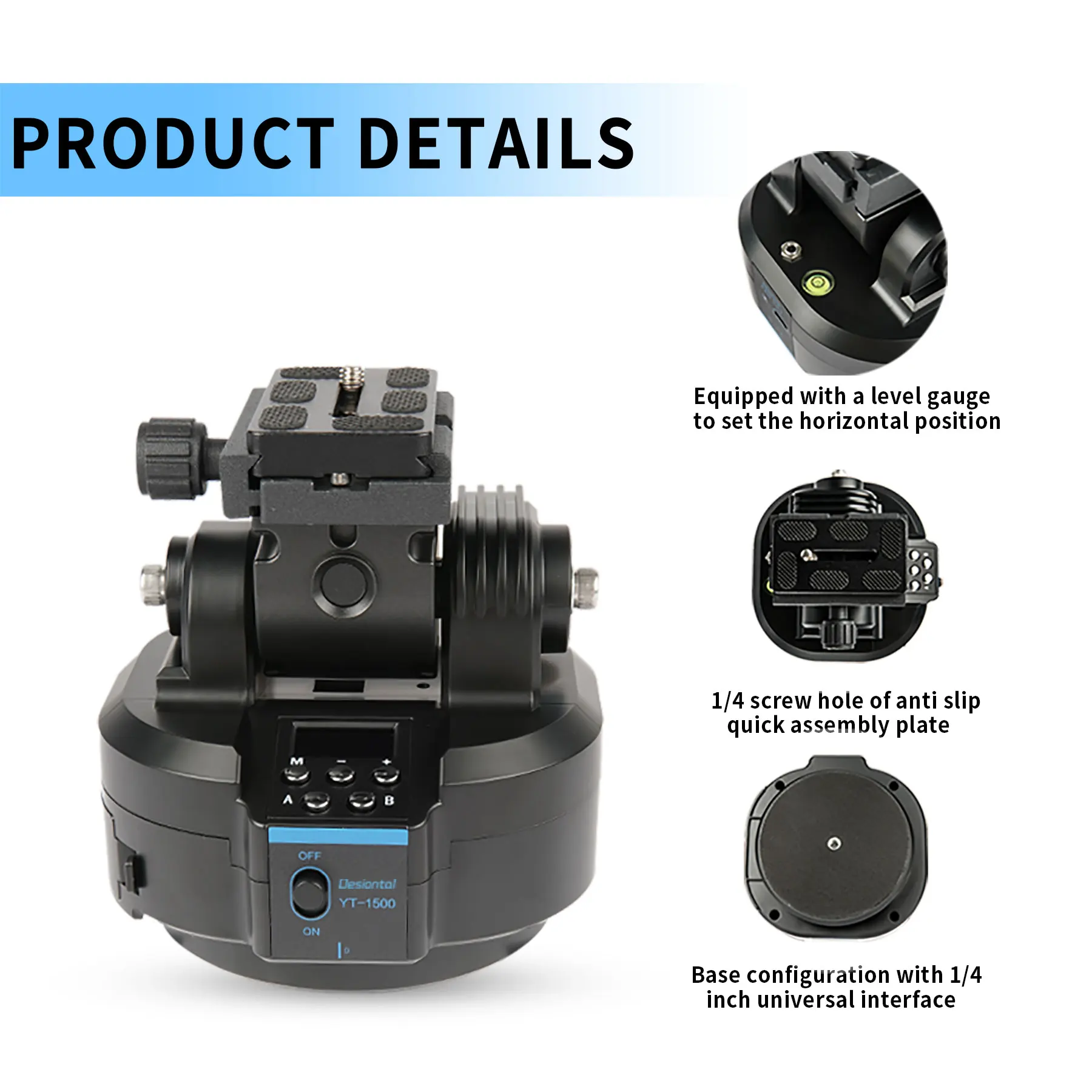 Desiontal YT1500 Automatic Motorized Rotating Panoramic Head  Remote Control Pan Tilt Head for Camera/Phone