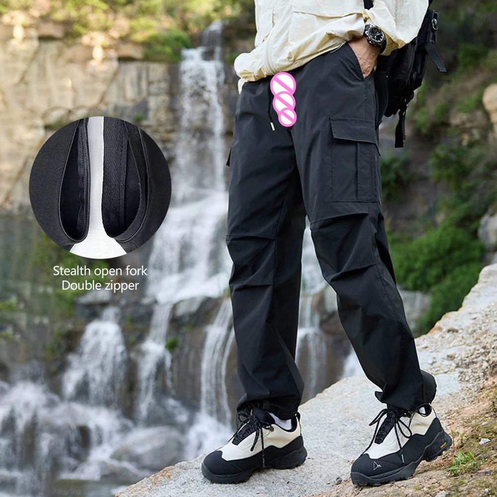 

Невидимые открытые промежности для уличного секса, свободные широкие повседневные брюки, мужские и женские комбинезоны, лето 209, водонепроницаемые шорты