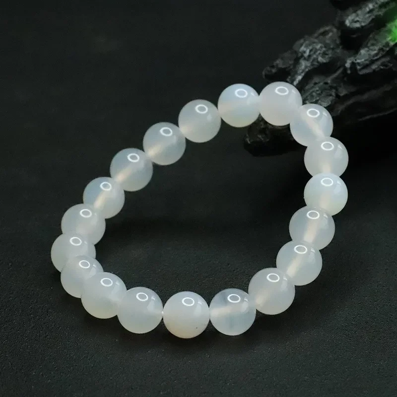 Natural white agate bracelet lychee jelly chalcedony bracelet