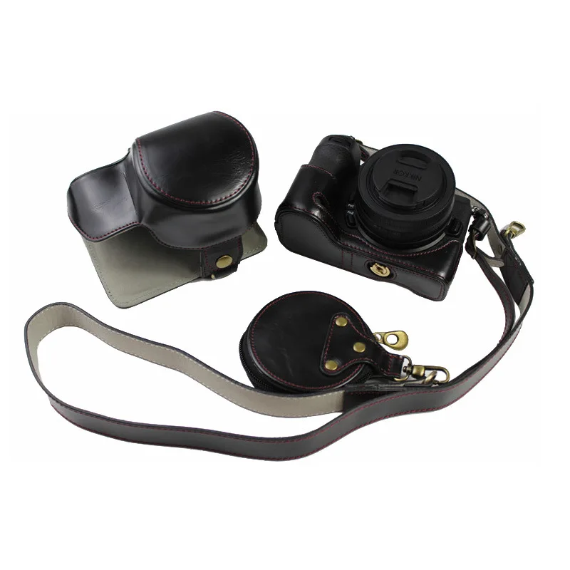 الفاخرة بو الجلود حالة كاميرا فيديو حقيبة كامل الجسم حامي لنيكون Z50 Z30 16-50 مللي متر عدسة الغطاء الواقي مع حزام الكتف