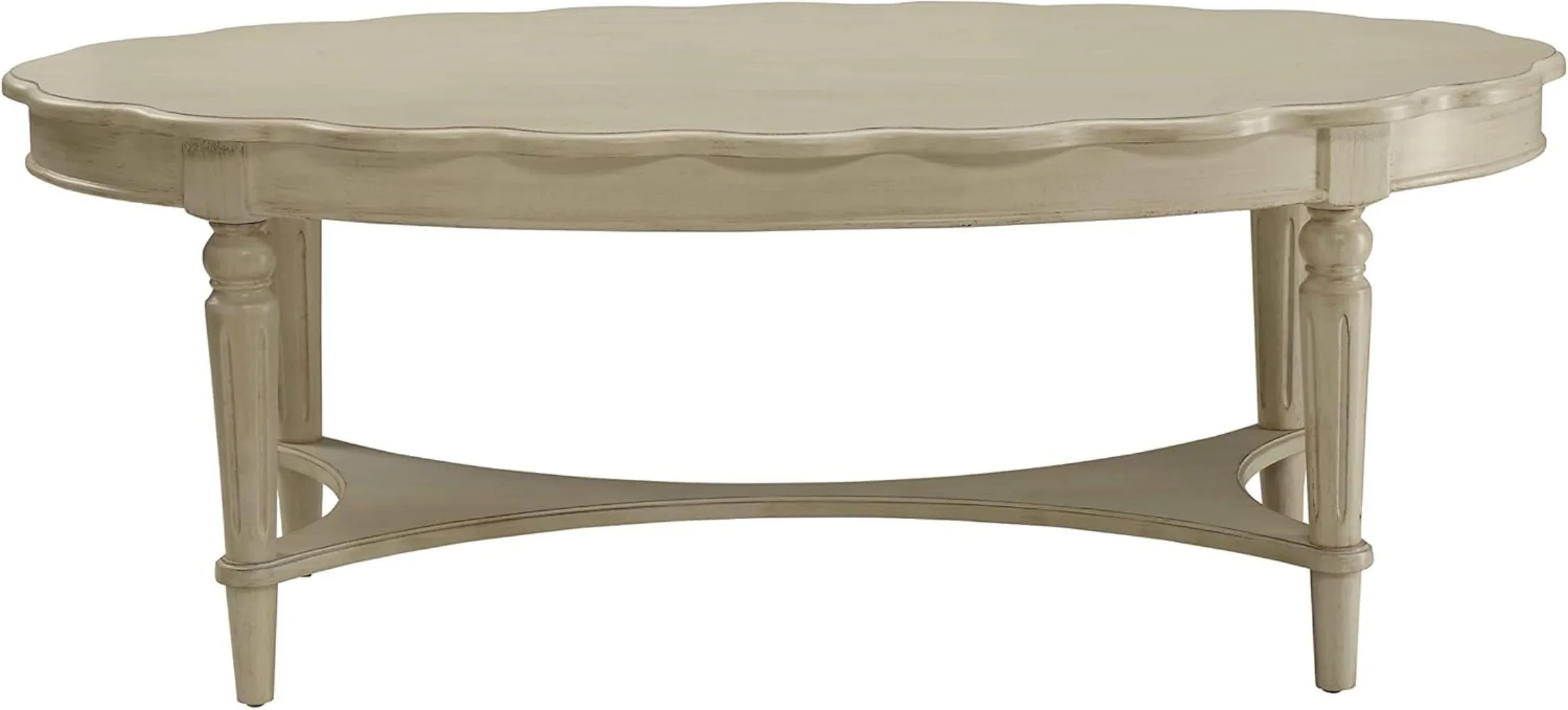 Acme Fordon Oval Coffee Table in Antique White