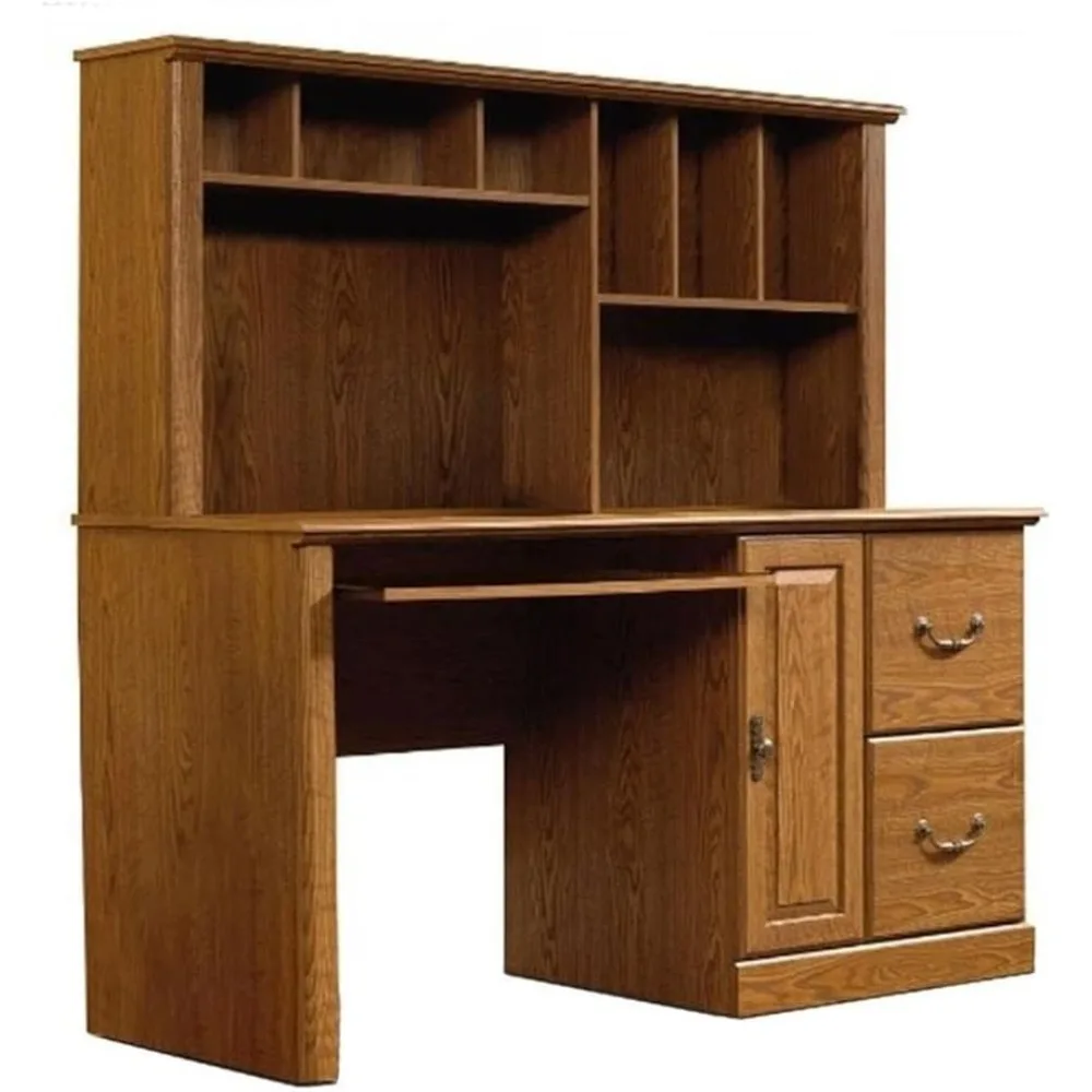 

Classic Oak Wood Desk with Storage Cabinet in Carolina Oak Finish