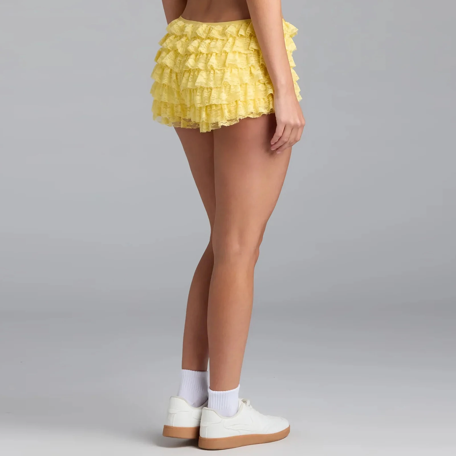 New Fashion Womens Layered Lace Shorts Casual Stylish Solid Elastic Low Rise Shorts For Spring Summer Hot Sale S M L