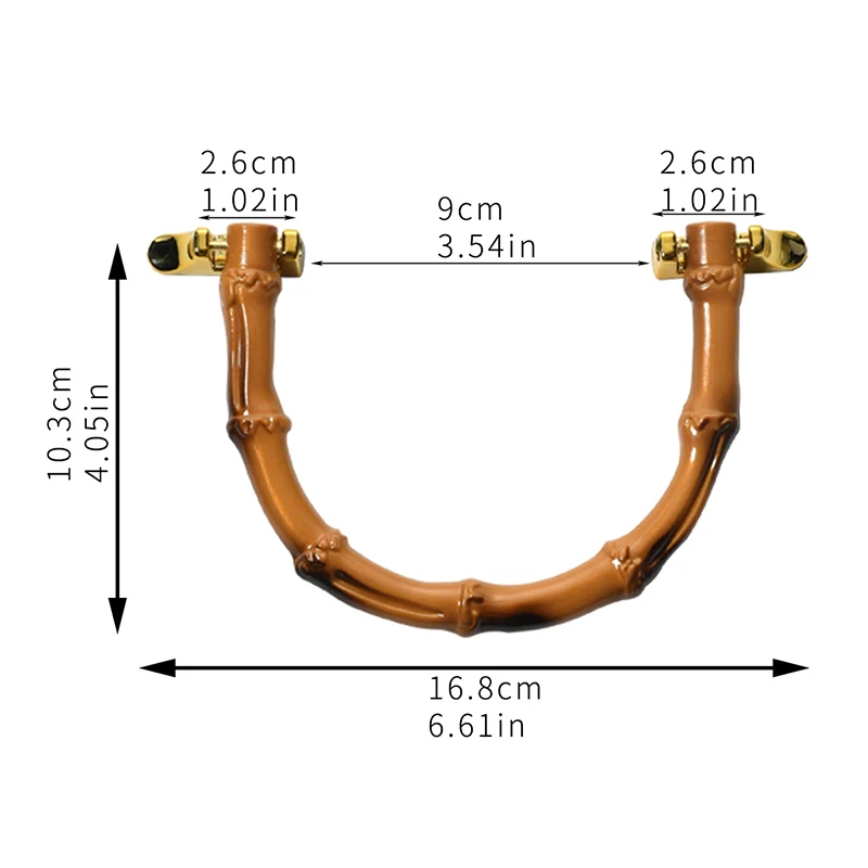 Asas de bambú de imitación en forma de U para bolsos de bricolaje, Asa de mano de monedero de plástico con hebilla dorada, asas de bolso tejidas