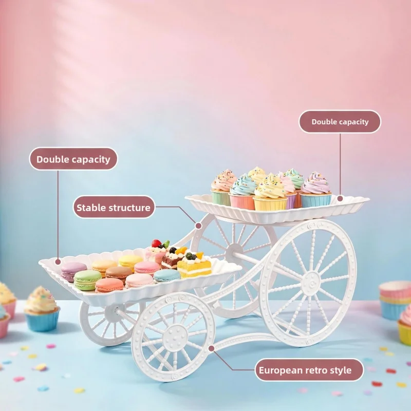 Double-layer hollowed-out dessert stand for Halloween, weddings, birthday parties, cake stand, snack and fruit plate decoration