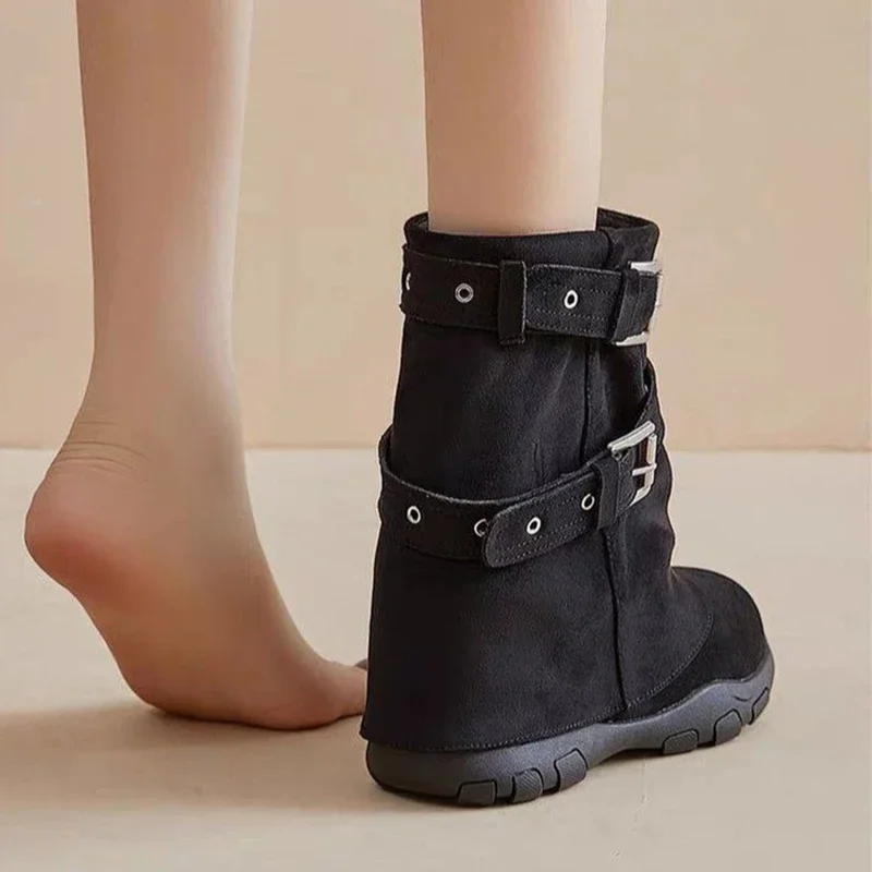 الشقق المرأة حذاء من الجلد مصمم الجلد المدبوغ أحذية رياضية 2025 جديد أحذية الشتاء المريحة غير رسمية موضة المشي حذاء رياضة Mujer الثلوج بوتاس #2