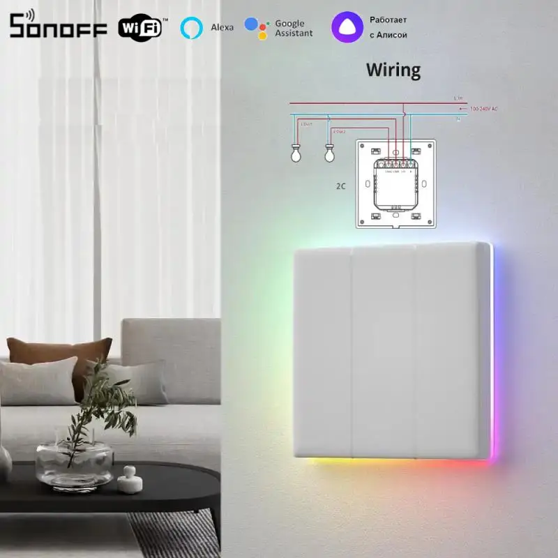 SONOFF TX Ultimate Wifi Smart Wall Switch Touch LED Light Edge Multi-Sensory Smart Home EWeLink APP Via Alexa Google Home Alice