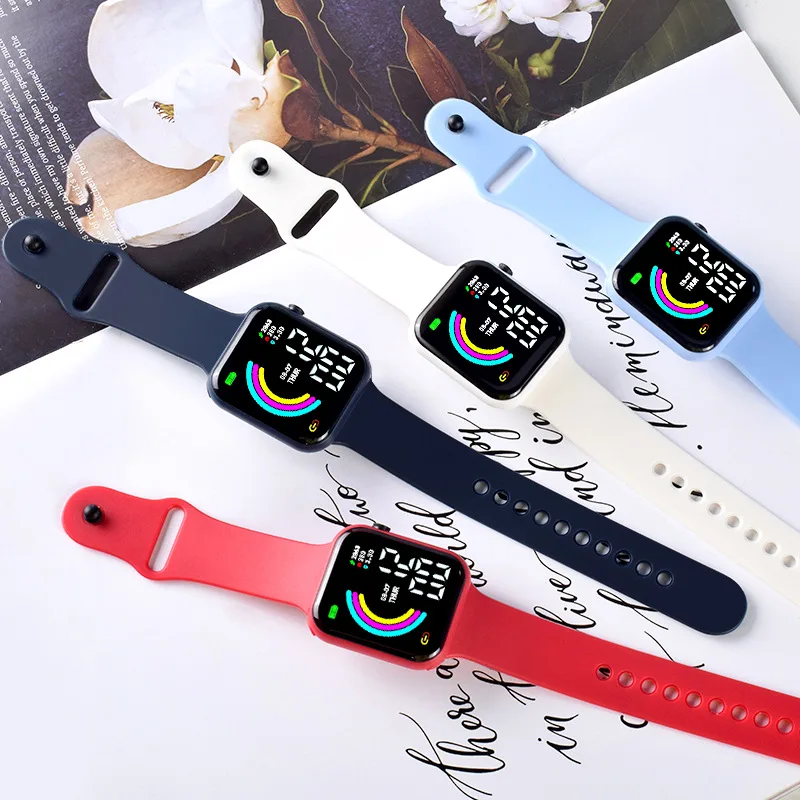 Simple Square Dial Electronic Watches For Men Women Children Digital Watch Fashion LED Wristwatch Sport Waterproof Watches