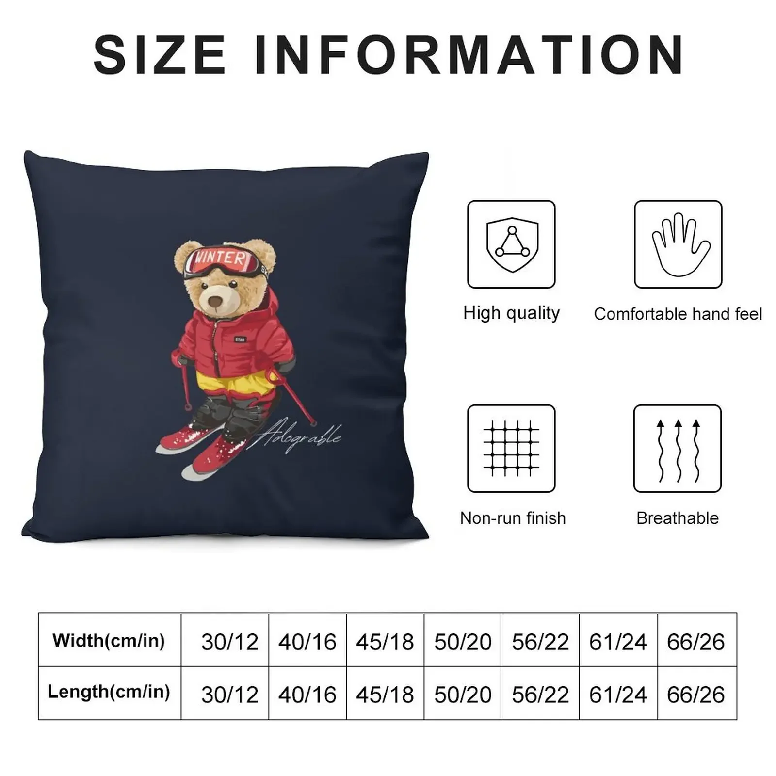 Cute Adorable bear Skiing - Adograble Ski Throw Pillow Decorative pillow case autumn decoration christmas supplies pillow