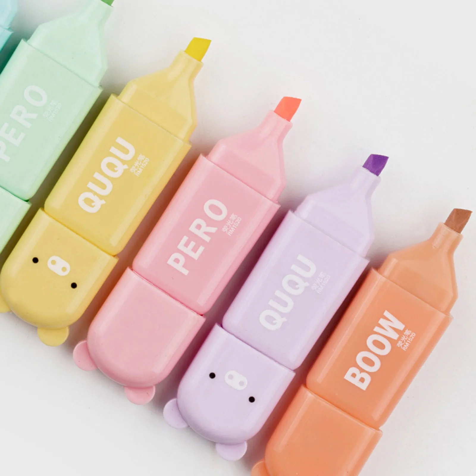 4/5/6 Pcs Kawaii Bear Highlighter Pens Cute Stationery Markers Oblique Tip Candy Color Fluorescent Pastel Pen School Supplies