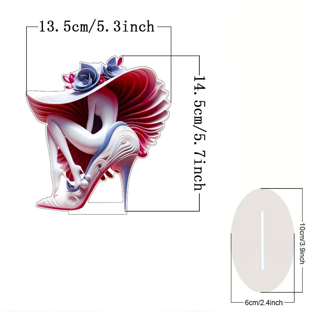 الكرتون أحذية عالية الكعب الاكريليك زخرفة مسطحة لسطح المكتب Suncatcher الملاك مثير فتاة ديكور ل 2025 عيد الميلاد نافيداد الطرف المورد