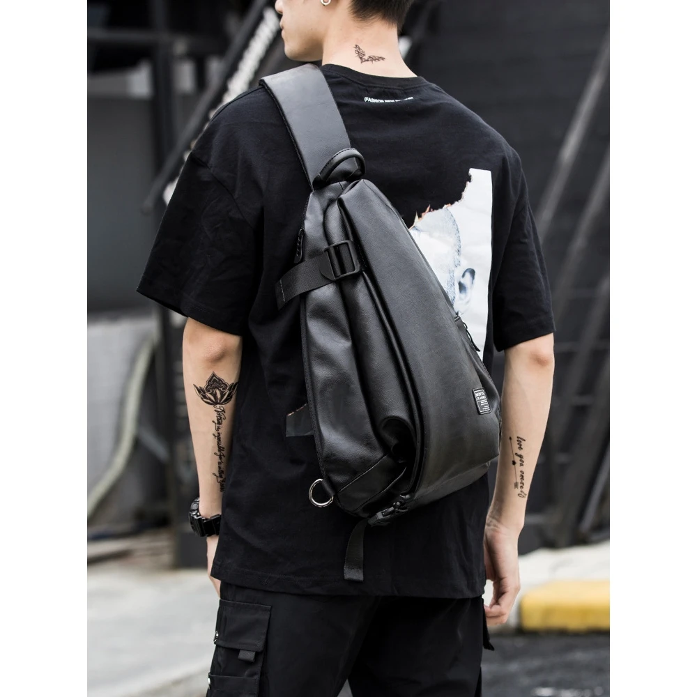 

New Men's Crossbody Bag Casual PVC Leather Surface Single oulder Bag Sli Trendy Men's Purse Leisure Handbag